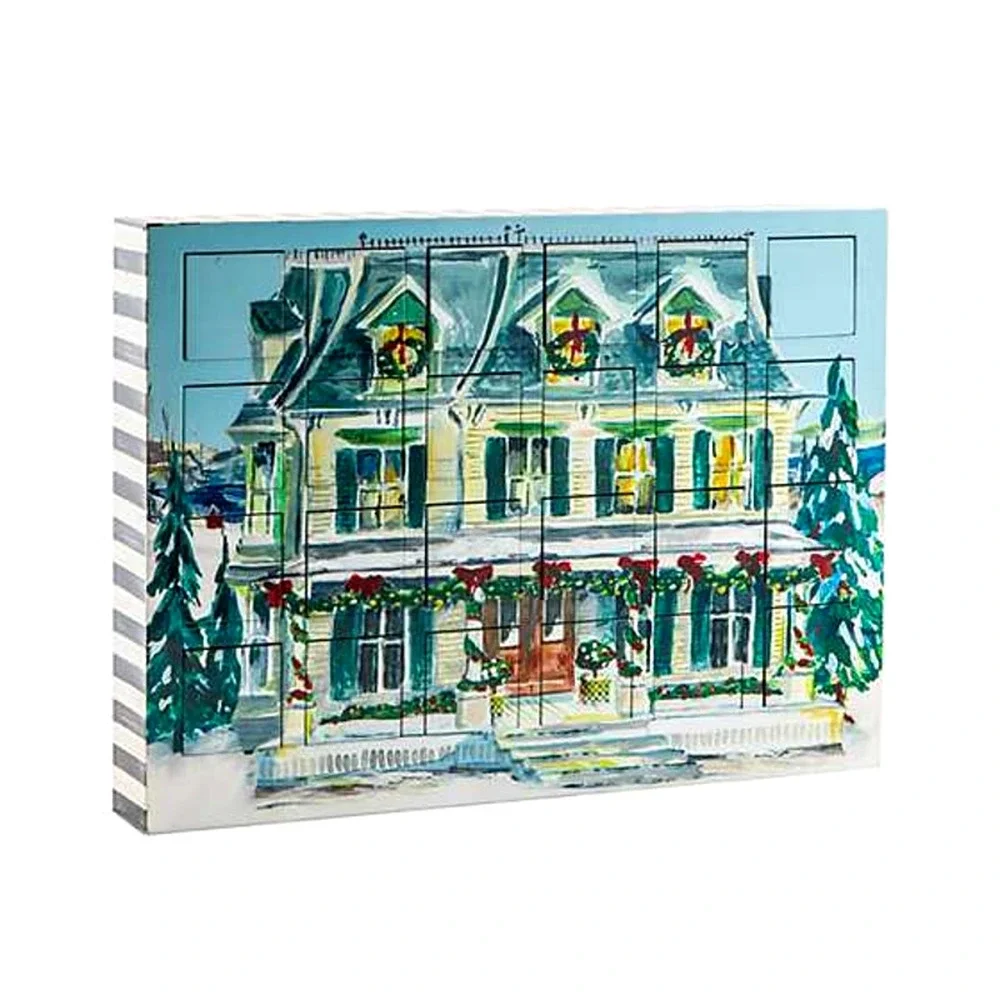 Mackenzie Childs Wood Advent Calendar Holiday Farmhouse Refillable New